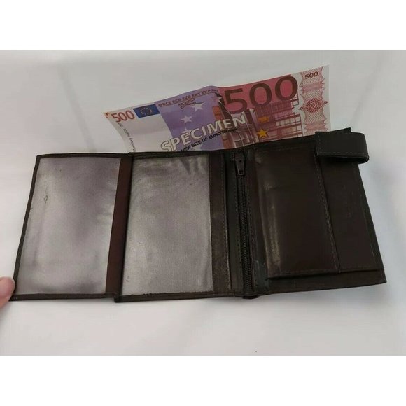 Men's Wallet Vintage Brown Genuine Leather Handmade Bifold Spain Euro style New - Picture 5 of 6